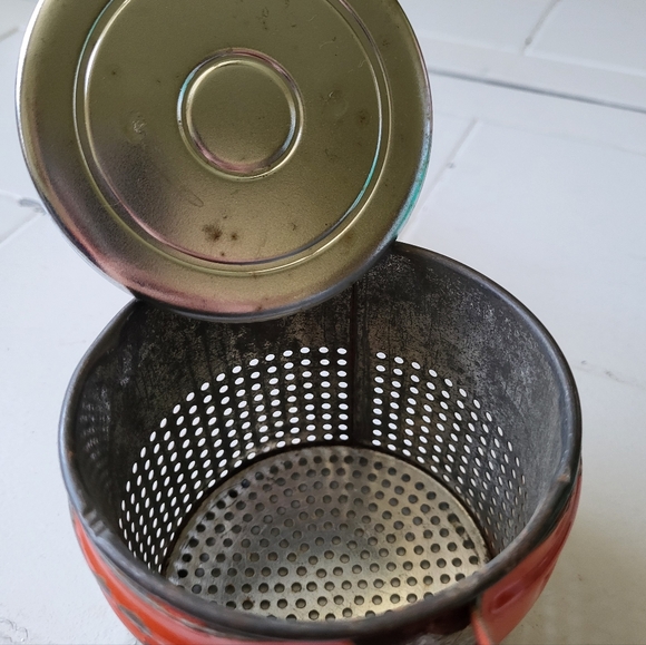 Vtg Hand Potato Ricer Fruit Juicer Strainer Steel Red Well Used Country Kitchen - Picture 9 of 12